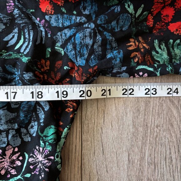 Knox Rose Floral Wide Leg Puff Sleeve Black Jumpsuit with Pockets Size XL - Picture 6 of 15